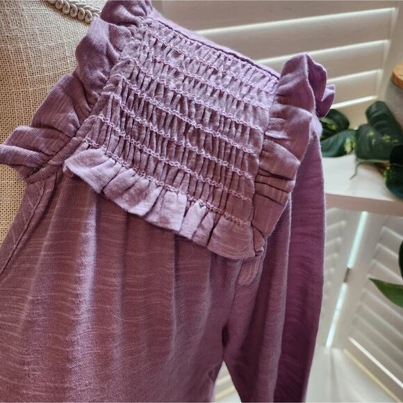 BEACON NWOT APPAREL SMOCKED SHOULDER PURPLE BLOUSE MULTIPLE SIZES - Picture 3 of 4